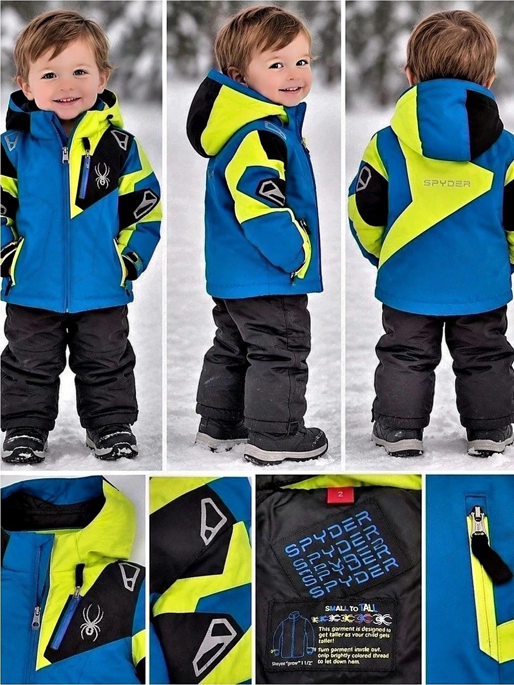 Spyder Ski Jacket Kids 2 Blue & Yellow Small to Tall- like new